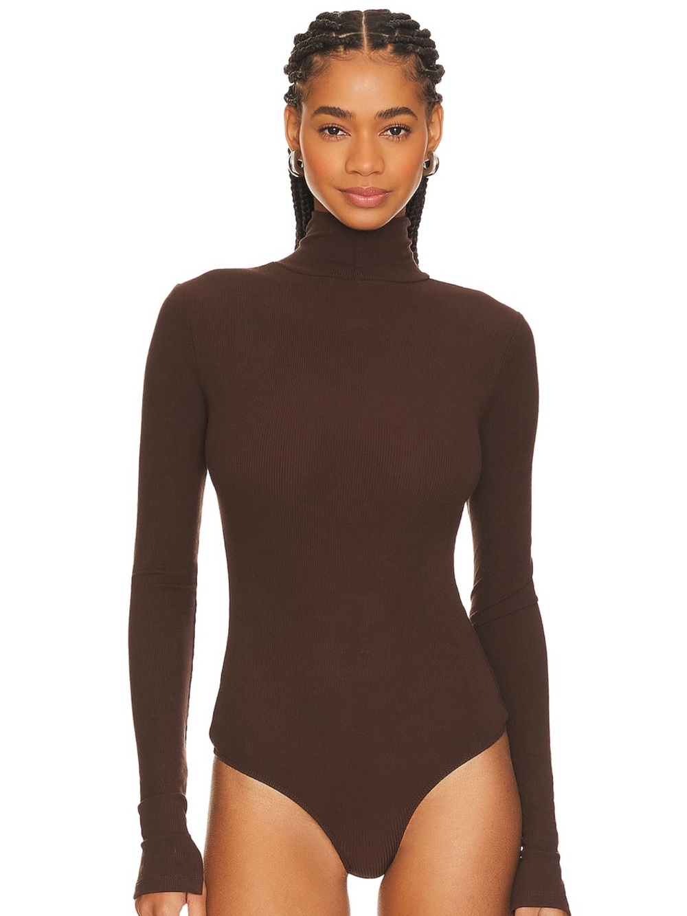 WeWoreWhat Chocolate Brown Ribbed Turtleneck Bodysuit - Picture 2 of 6